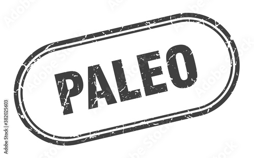 paleo stamp. rounded grunge textured sign. Label