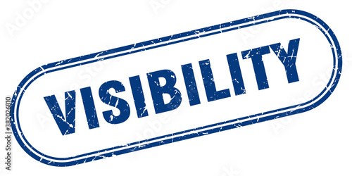visibility stamp. rounded grunge textured sign. Label
