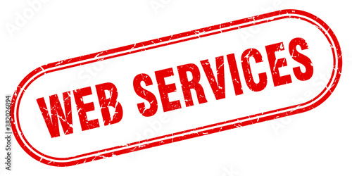 web services stamp. rounded grunge textured sign. Label