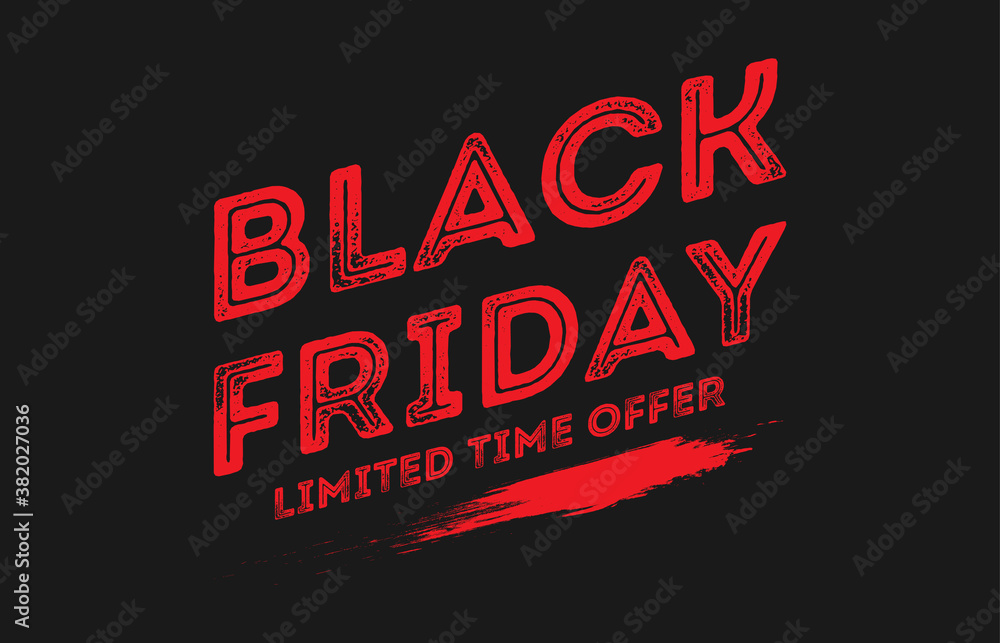 Black Friday Sale design template. Black Friday vector banner with grunge text effect.