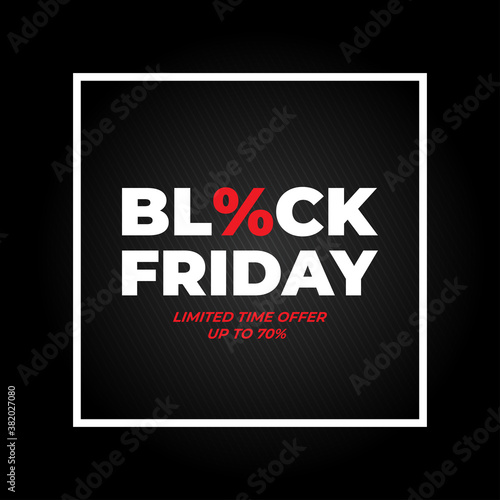 Black Friday sale banner. Minimal style Vector illustration. Black Friday isolated on black background.