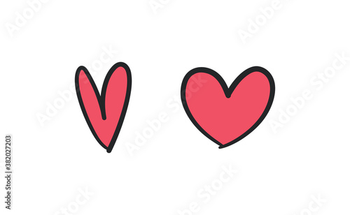 Hand drawn hearts, love icon symbols. Heart doodles. Hand drawn valentine's day design.