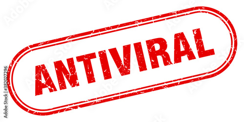 antiviral stamp. rounded grunge textured sign. Label