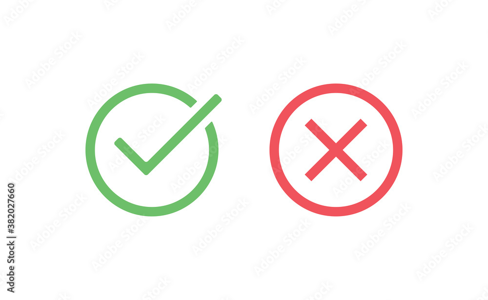 Check marks. Tick and cross vector icons. Yes and No symbols. Checkmarks. Check marks. Tick and cross vector icons. Yes and No symbols. Checkmarks.