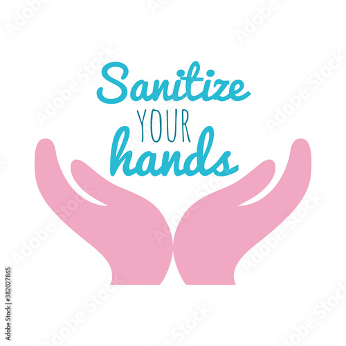 sanitize your hands with open hands icon, flat style