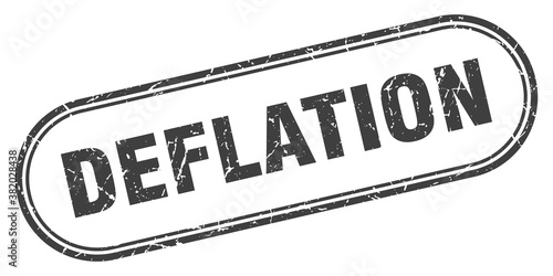 deflation stamp. rounded grunge textured sign. Label