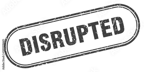 disrupted stamp. rounded grunge textured sign. Label