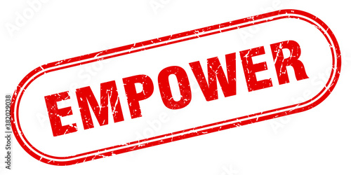 empower stamp. rounded grunge textured sign. Label