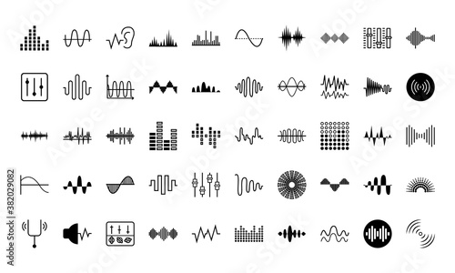 sound waves icon set, vector illustration
