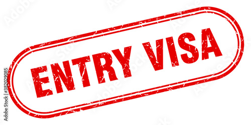 entry visa stamp. rounded grunge textured sign. Label