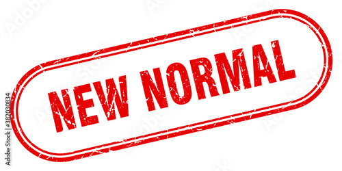 new normal stamp. rounded grunge textured sign. Label