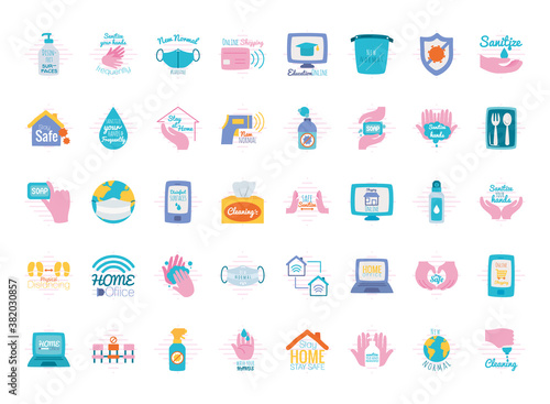 new normal icon set, flat style