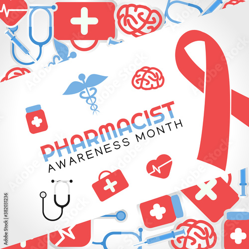vector graphic of pharmacist awareness month good for pharmacist awareness month celebration. flat design. flyer design.flat illustration.