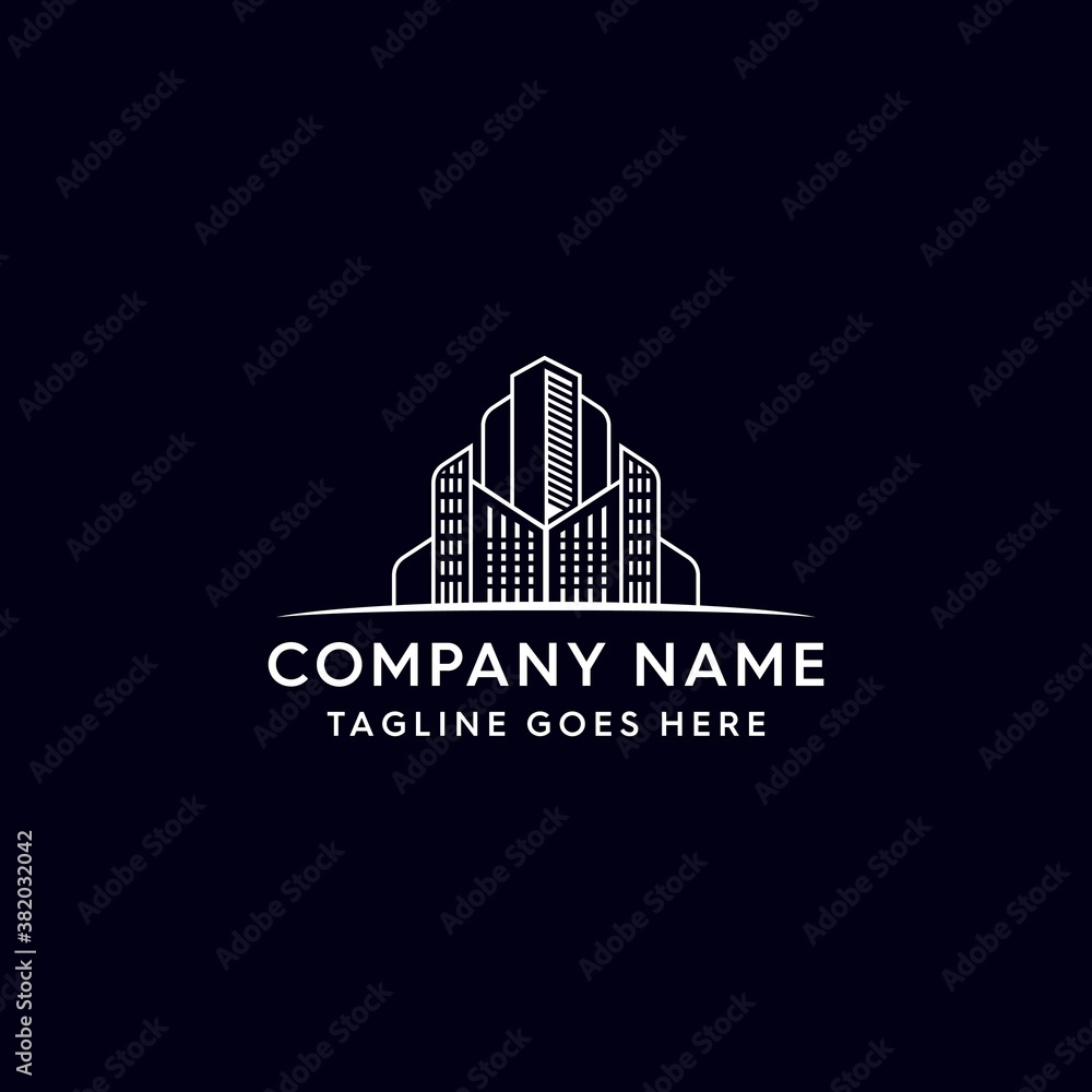 Fototapeta premium MONO LINE BUILDING TOWN LINE ART