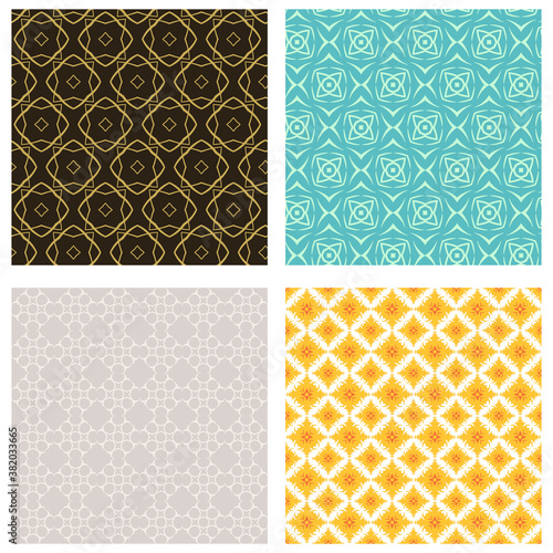 Decorative background patterns. Wallpaper textures, vector set