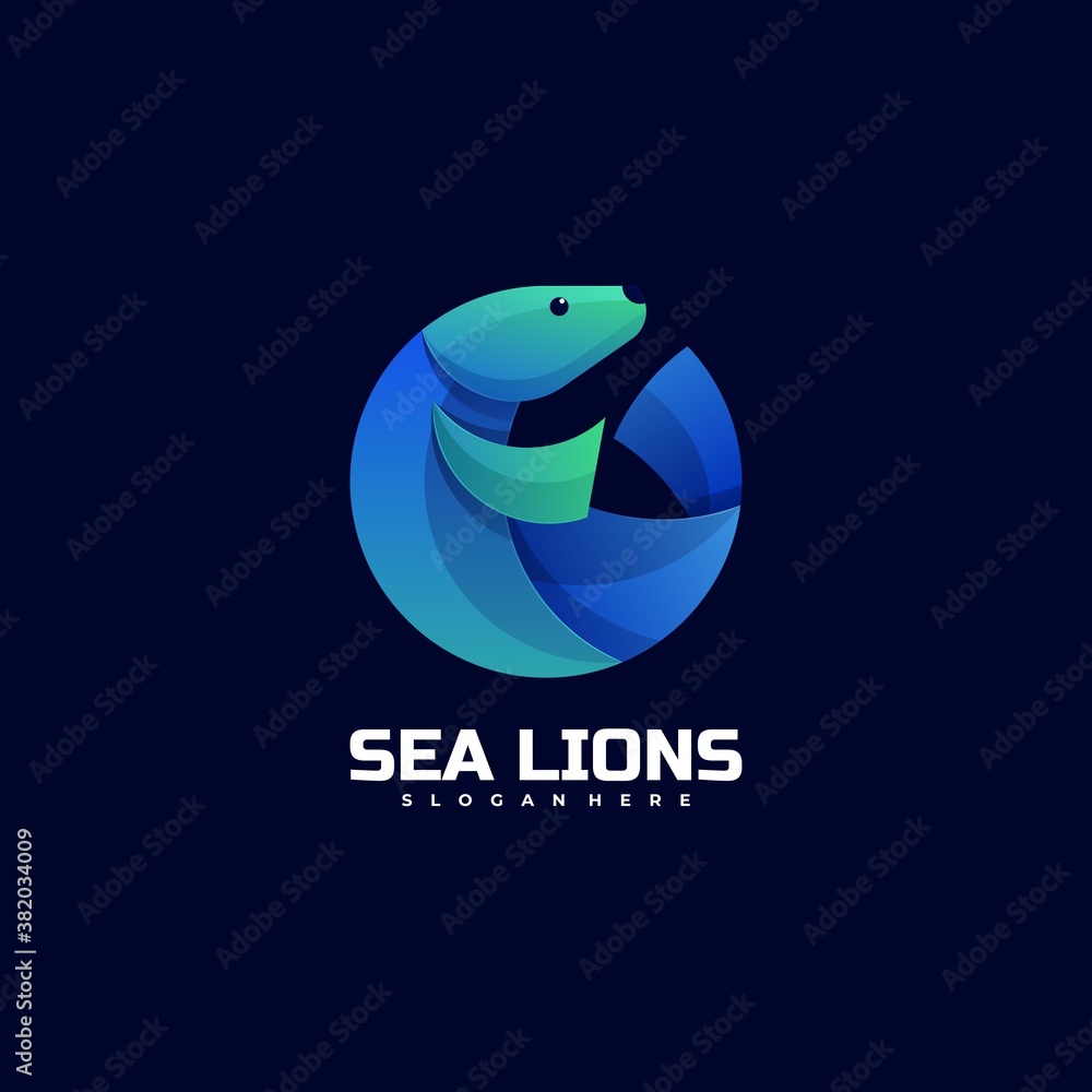 Vector Logo Illustration Sea Lion Gradient Colorful Style.