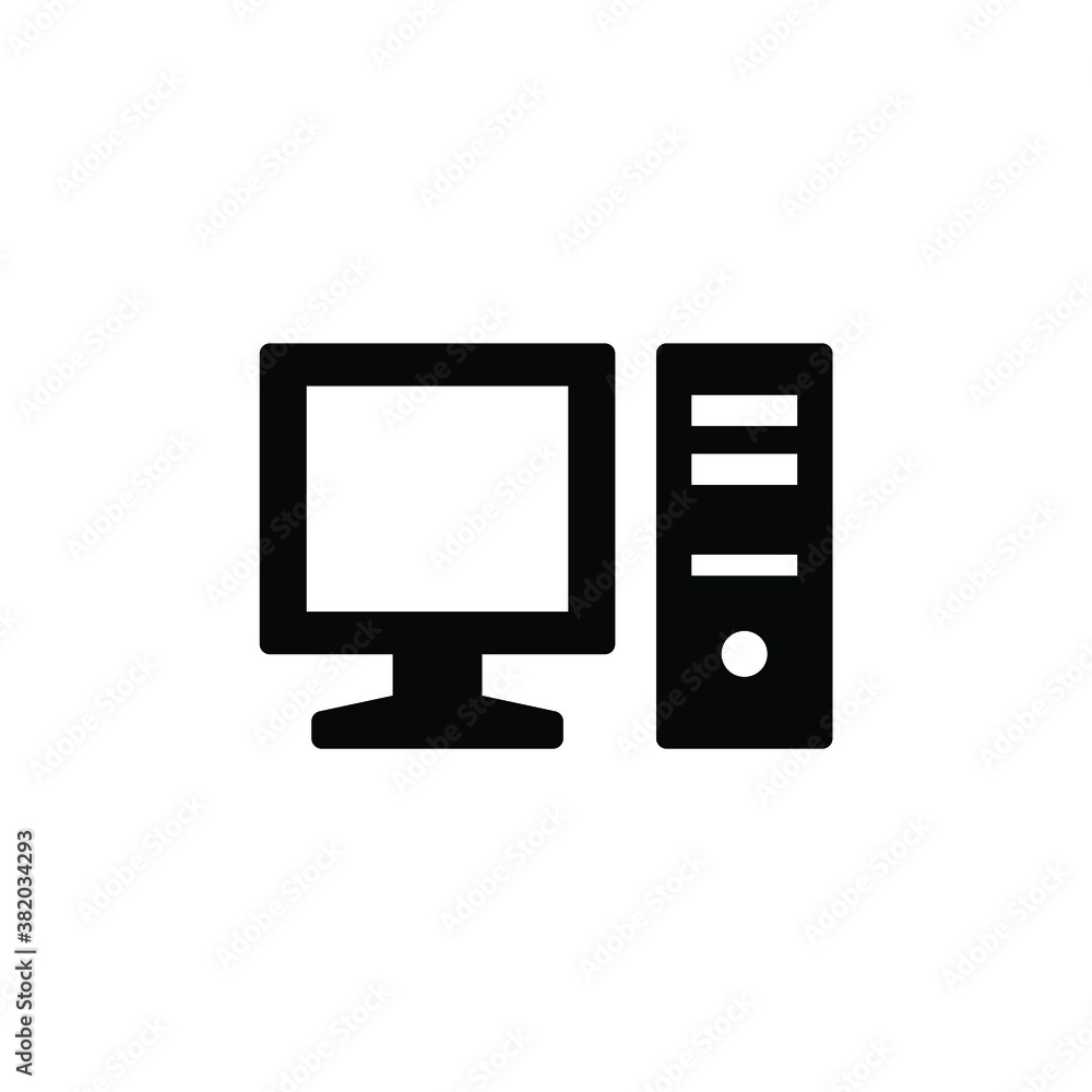 Computer icon vector isolated on white, logo sign and symbol.	
