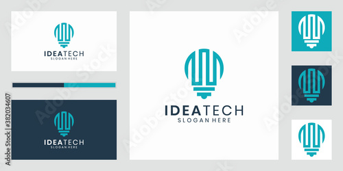 luxury Bulb Tech Logo Template Design.