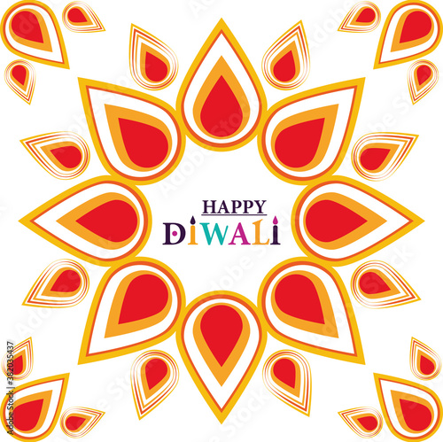 happy diwali festival, floral decoration ethnicity background