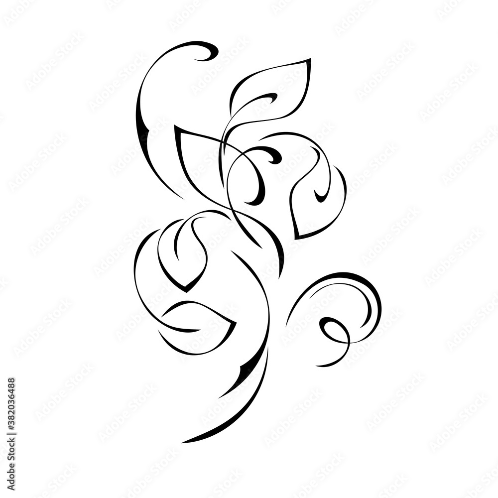 ornament 1316. stylized twig with leaves and vignettes in black lines on a white background ornament 1316. stylized twig with leaves and vignettes in black lines on a white background