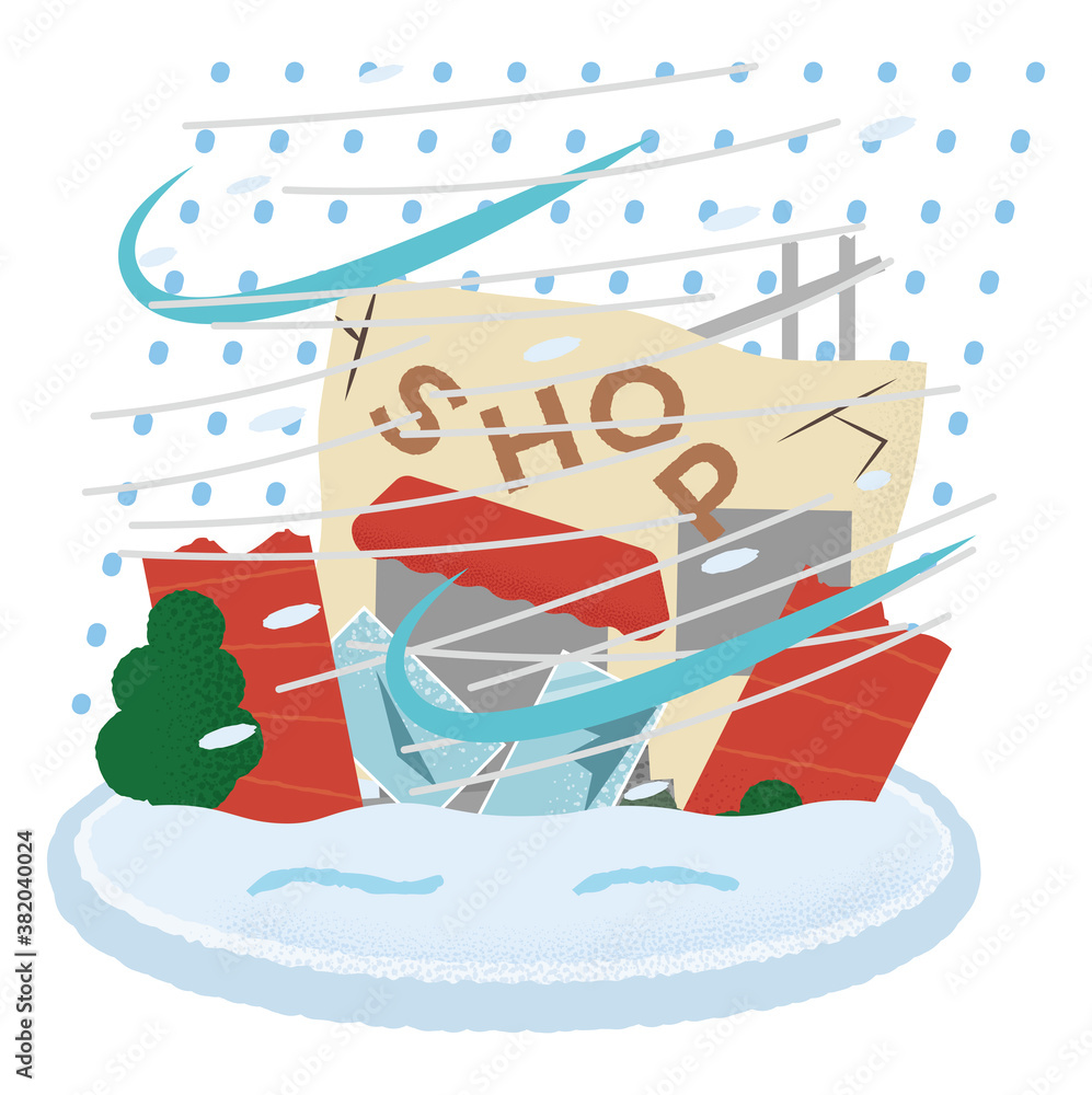 大雪の被害に遭うショップのベクターイラスト Stock Vector | Adobe Stock