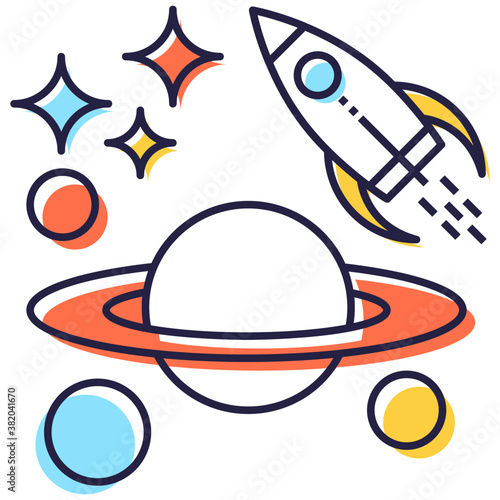 Astronomy Flat Vector 