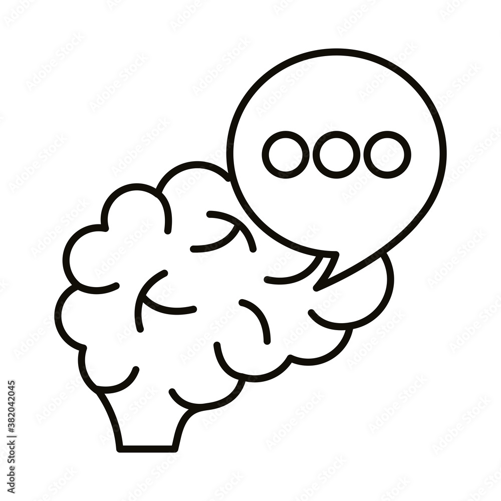 brain human and speech bubble line style icon brain human and speech bubble line style icon
