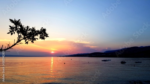 sunset on the adristic sea in croatia