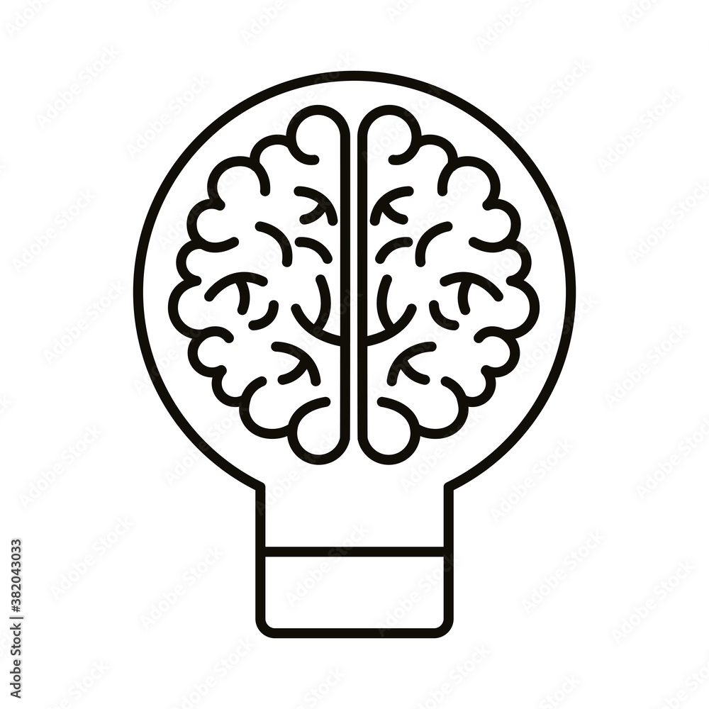brain human in bulb line style icon brain human in bulb line style icon