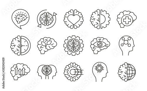 bundle of brains organs set icons