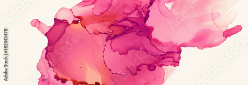 Alcohol ink vector texture banner. Fluid ink abstract background.