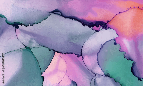 Alcohol ink vector texture banner. Fluid ink abstract background.