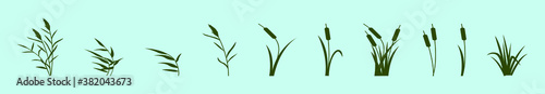 set of reeds in grass cartoon icon design template with various models. vector illustration isolated on blue background photo