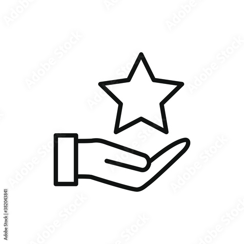 Star on the hand. High reward icon concept isolated on white background. Vector illustration