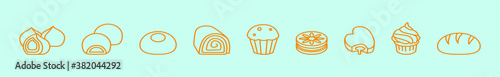 set of bread cartoon icon design template with scone and various models. vector illustration isolated on blue background
