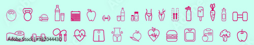 set of diet cartoon icon design template with various models. vector illustration isolated on blue background