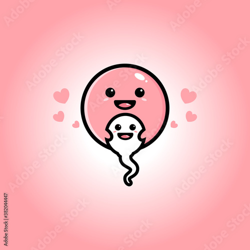 egg hugging sperm vector design
