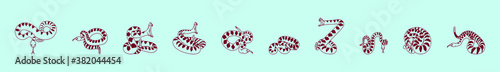 set of snake cartoon icon design template with various models. vector illustration isolated on blue background