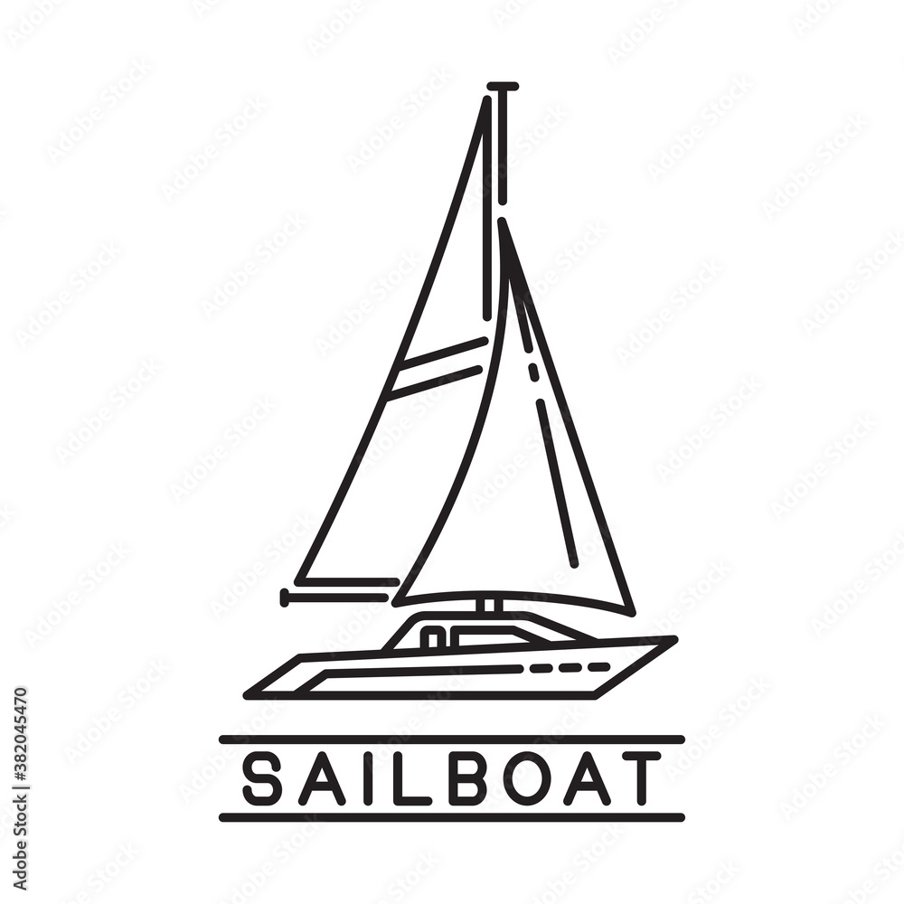 sailboat design outline simple monoline sailboat isolated on white background