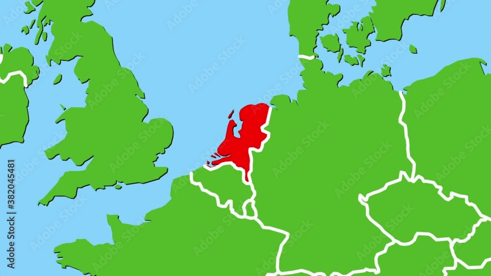 オランダの位置がアップになって赤く表示されます オランダの地図 Stock 비디오 | Adobe Stock