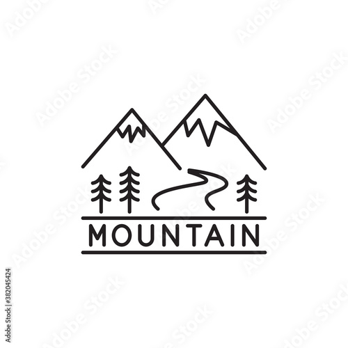 monoline mountain simple vector illustration