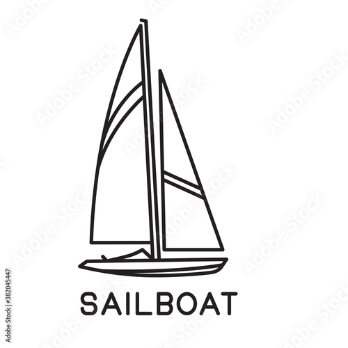 sailboat design outline simple monoline sailboat isolated on white background