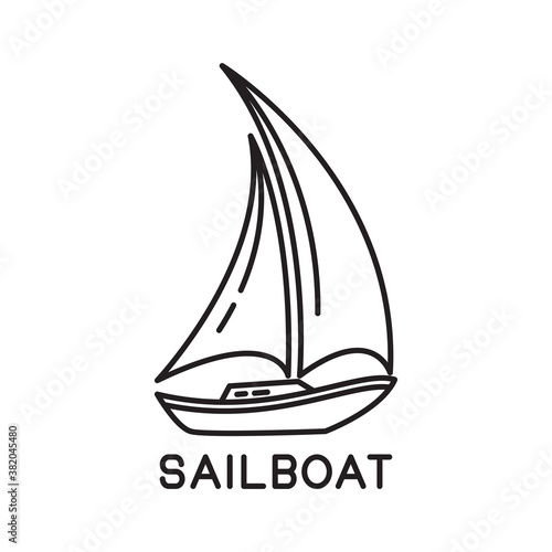 sailboat design outline simple monoline sailboat isolated on white background