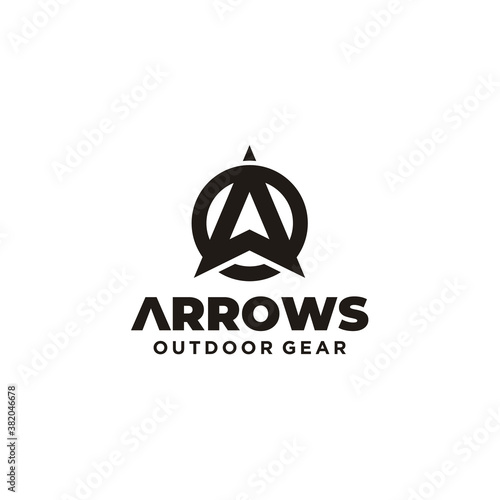 Initial Letter A Arrow with Arrowhead for Archer Archery Outdoor Apparel Gear Hunter logo design
