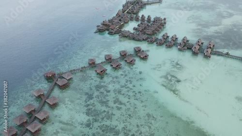 Top Down Front Flying Drone Shot of Mabul Island, Sabah East Malaysia.mp4 photo