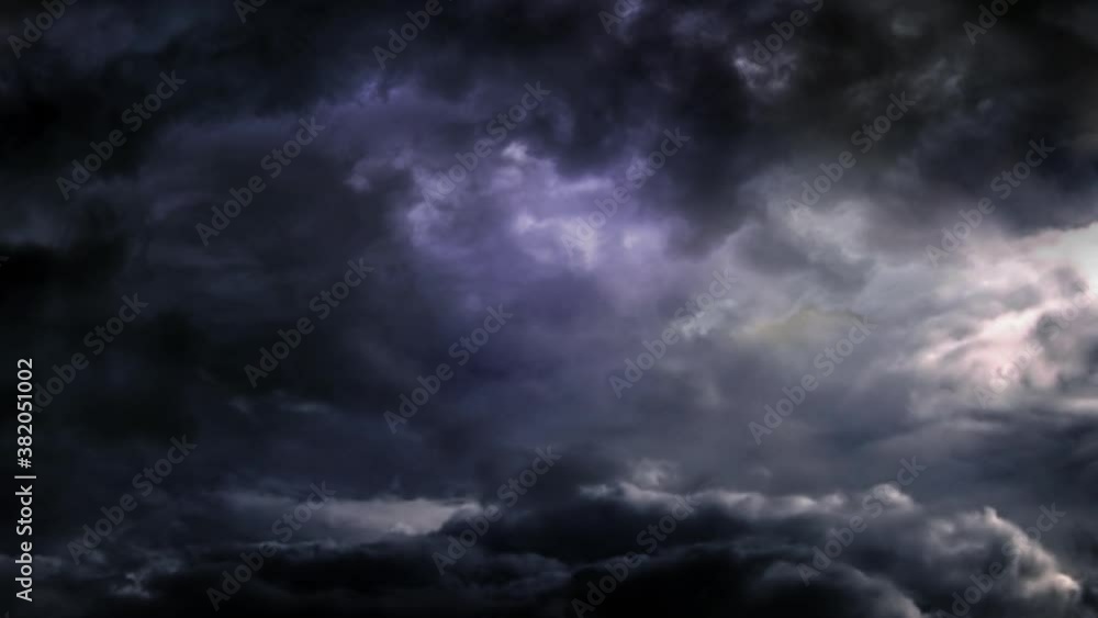 flying clouds, dark clouds with thunderstorms and flashes of light in them