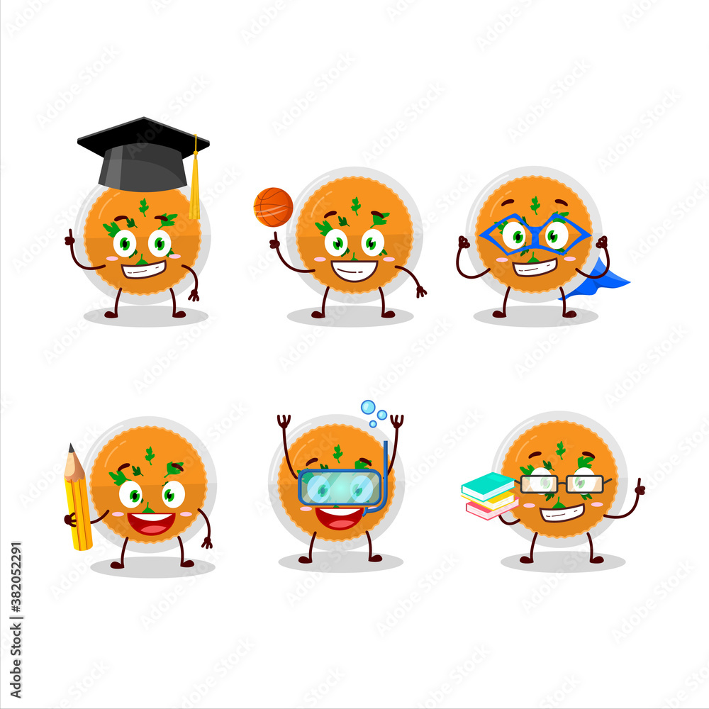 School student of mashed orange potatoes cartoon character with various expressions School student of mashed orange potatoes cartoon character with various expressions