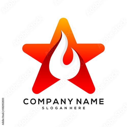 star with fire vector logo template
