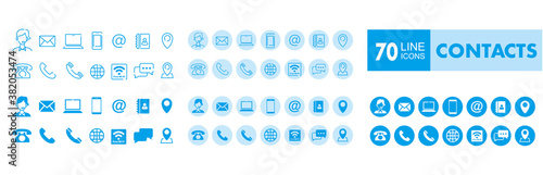 Set of 70 Contact Us web icons in line style