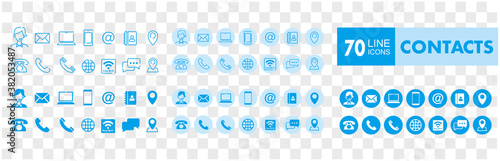 Set of 70 Contact Us web icons in line style